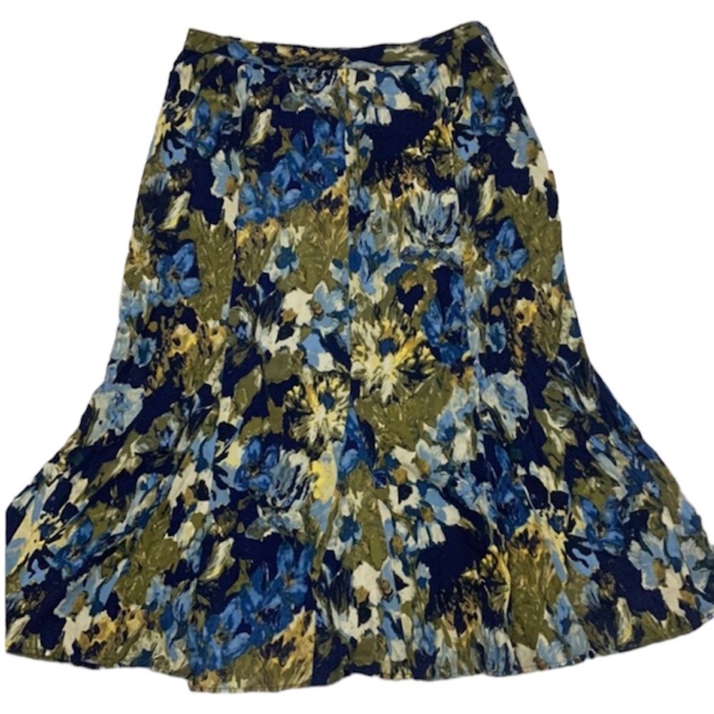 Christopher & Banks Floral A Line Knee Length Ruffle Skirt Size 12